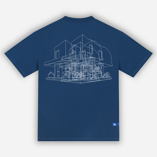 Modernist Blueprint T-shirt in Blue Insignia