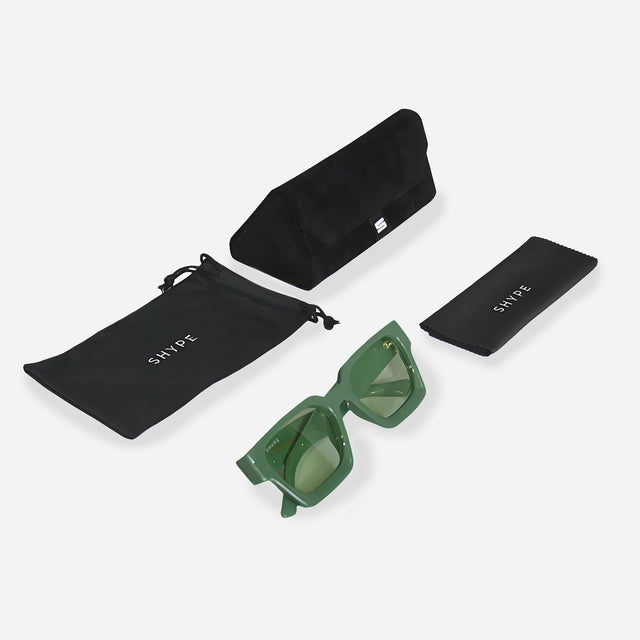 Square Vintage Sunglasses in Green & Green