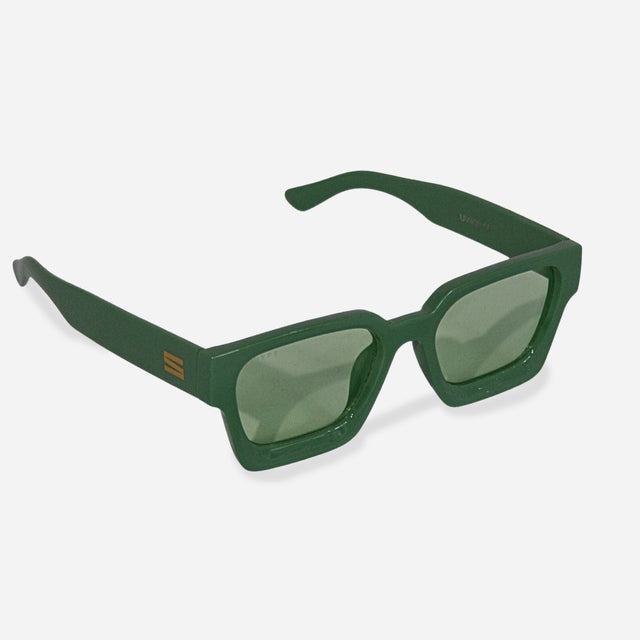 Square Vintage Sunglasses in Green & Green