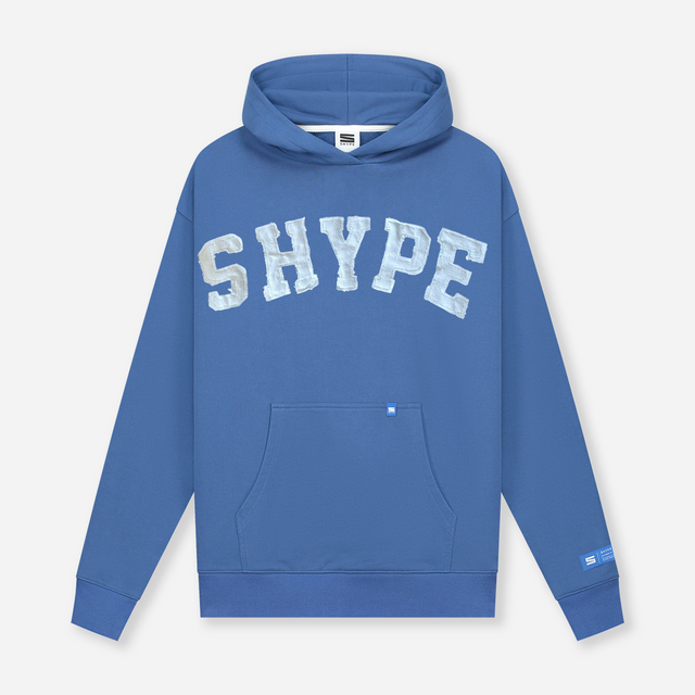 Retro Distressed Hoodie in Blue Insignia