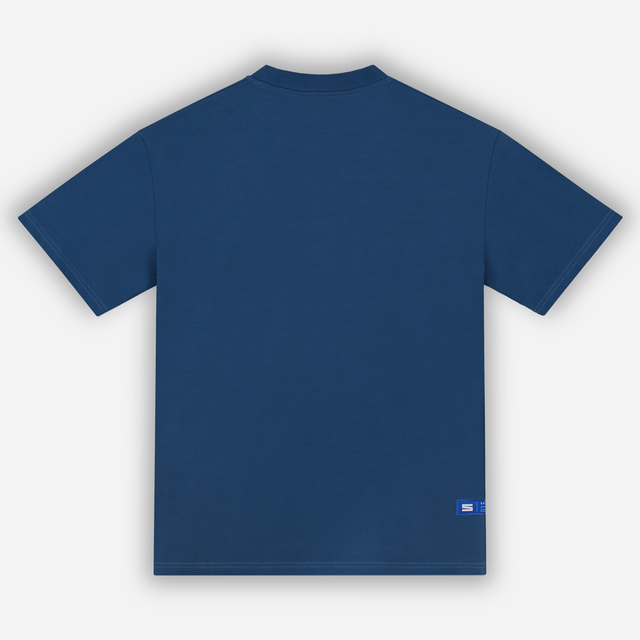 Retro Distressed T-shirt in Blue Insignia